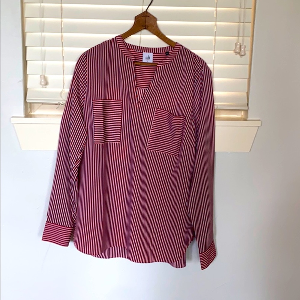 Red White and Blue Striped Blouse